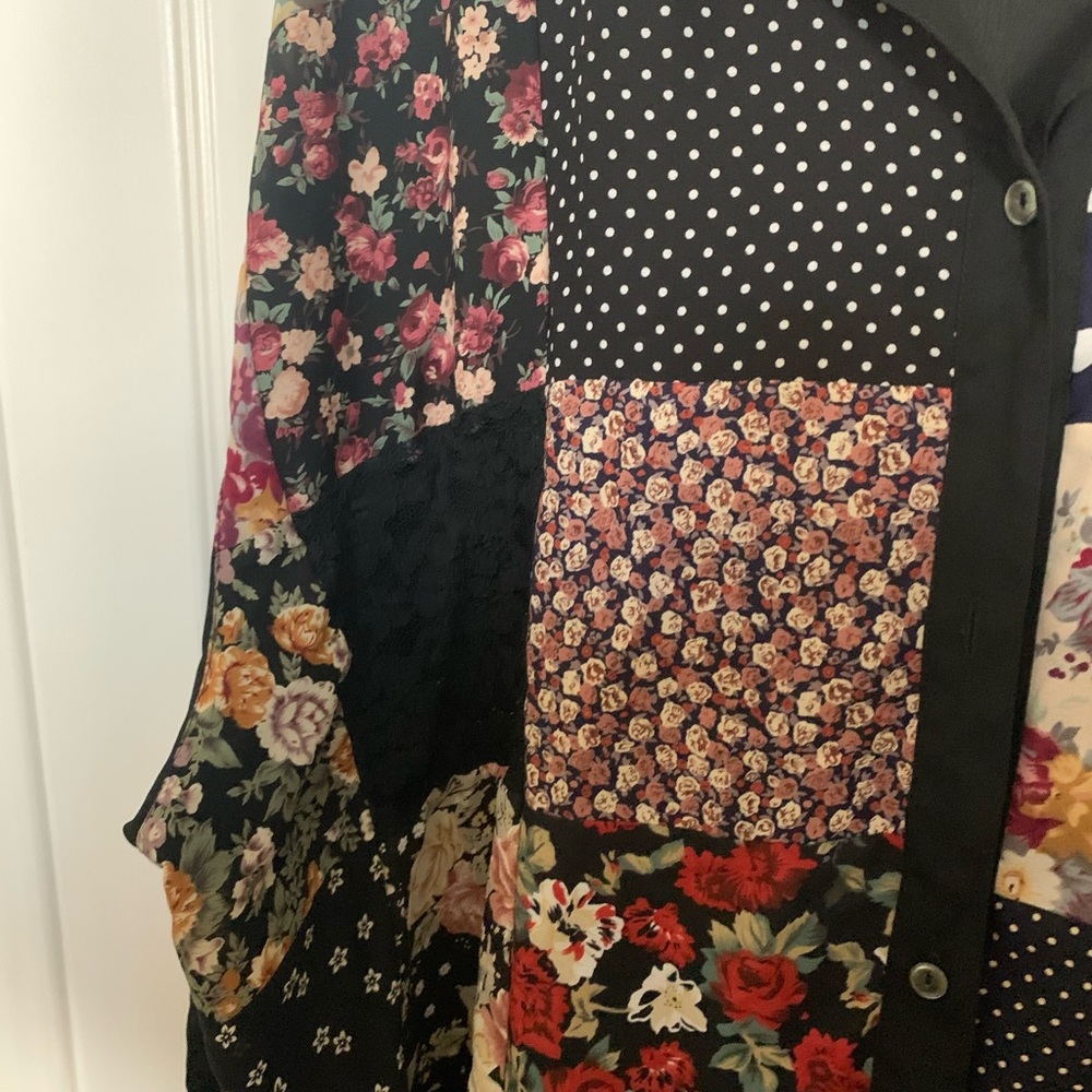 Express 90s Oversized Blouse Patchwork Large - image 5